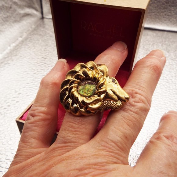 RACHEL ROY NWT AND BOX GOLDEN RAM GOAT "CAPRICORN" ZODIAC STRETCHY RING 18 - Picture 4 of 5
